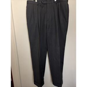 Jos. A. Bank Dress Pants Mens 36x30 Charcoal Gray Pleated Cuffed Classic Slacks